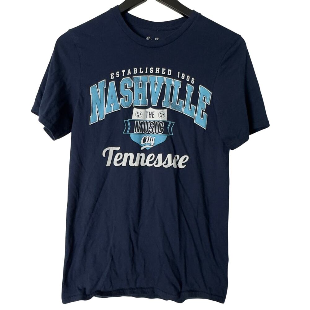 Stellar Cotton Dark Blue Nashville Tennessee Music City T-Shirt Small Retro‎